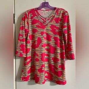 Southern stitch women’s Colorful Striped V-Neck Top